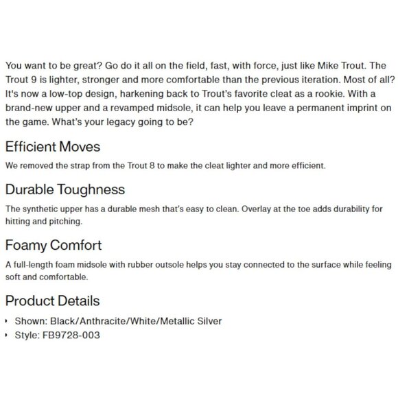 Nike Force Trout 9 Keystone Low Baseball Cleats FB9728-001 Men's 12 Black NEW - Picture 8 of 10